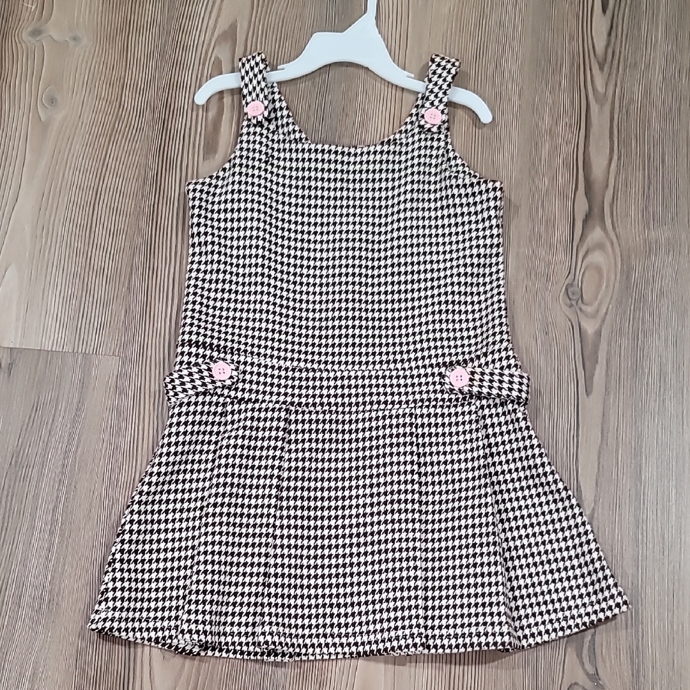 Candie's Brown and White Houndstooth Kids Dress